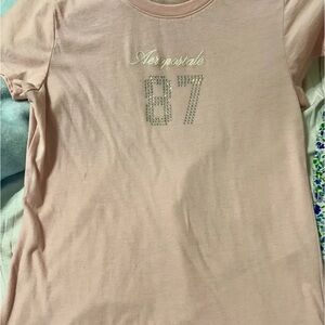 Aeropostale Light Pink Short Sleeve Tee with Rhinestone '87'